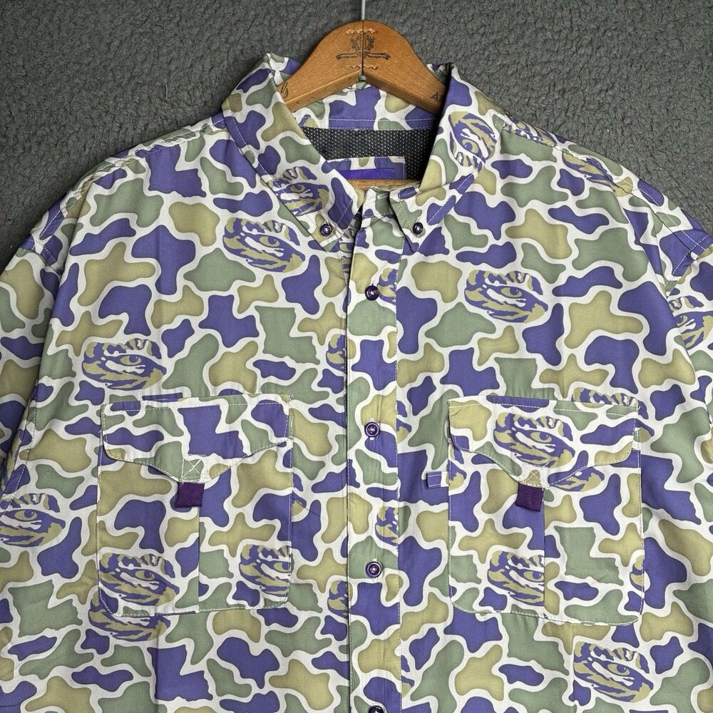 Amigo LSU Tigers Louisiana Primero SS Shirt Mens Size XL Vented Poly Wicking UPF